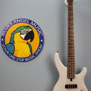 Yamaha TRBX304 4-string bass white landing photo