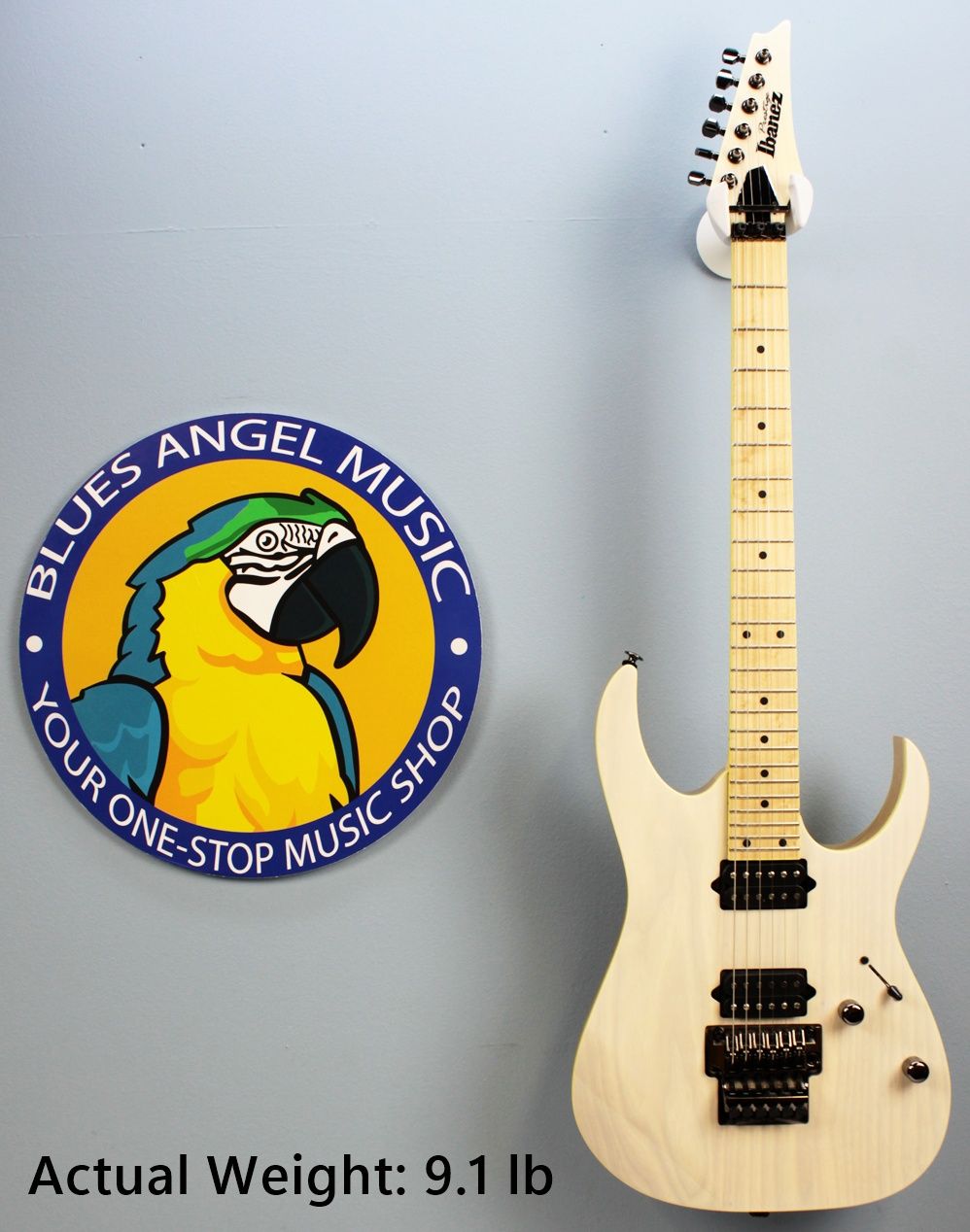 IMG_8566 Ibanez RG652AHM-AWD Prestige Electric Guitar full front view in Antique White Blonde finish