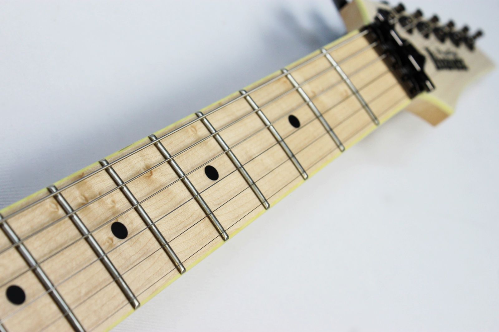 IMG_8580 Birdseye Maple fretboard with black dot inlays on the Ibanez RG652AHM-AWD