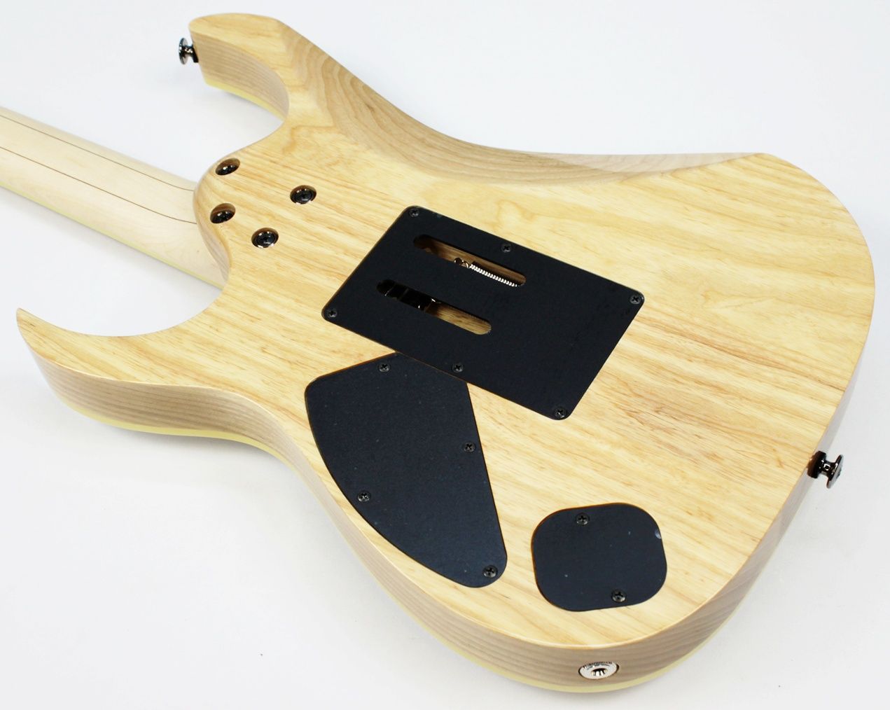 IMG_8585 Back angled view of Ibanez RG652AHM-AWD Prestige Electric Guitar in Antique White Blonde