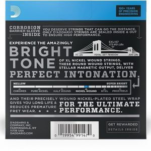 D'Addario EXL157 XL Nickel Wound Baritone Electric Guitar Strings - .014-.068 Medium - Image 2