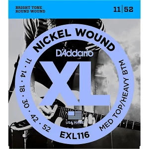 D'Addario EXL116 XL Nickel Wound Electric Guitar Strings - .011-.052 Medium Top/Heavy Bottom