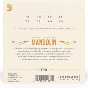 D'Addario EJ80 Octave Mandolin Strings, Medium, 12-46 Phosphor Bronze - Image 2