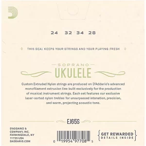 D'Addario EJ65S Pro-Arte Custom Extruded Nylon Soprano Ukulele Strings - .024-.034 - Image 2