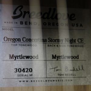 Breedlove Oregon Concertina Myrtlewood Cutaway Acoustic-Electric Guitar, Stormy Night - Image 9