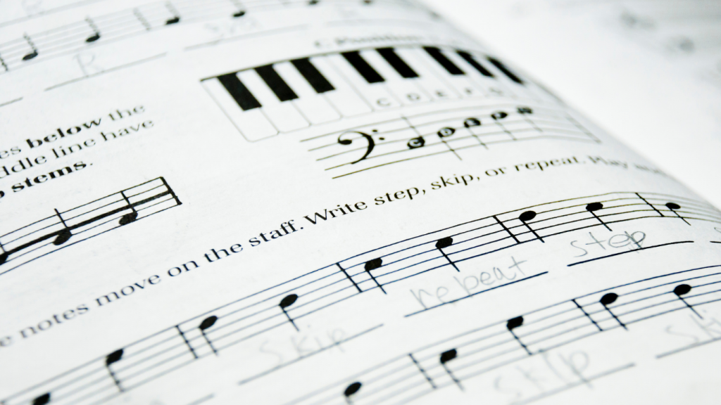 close up of music sheet