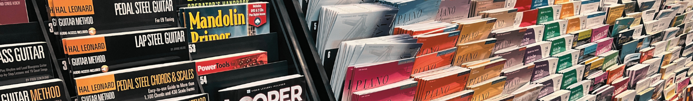 assorted music lesson books on display