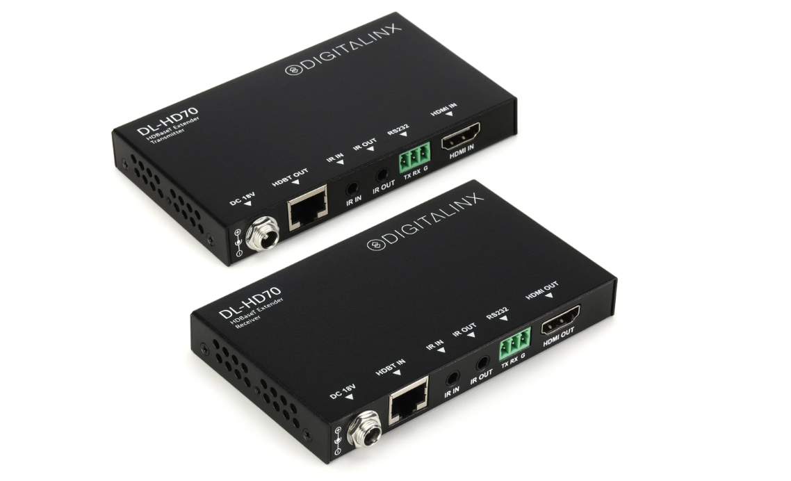 Liberty A/V, Liberty AV, DigitaLinx, DL-HD70, HDMI Extender, HDBaseT Extender, HDMI Extension Set, HDMI Over Cat6, 4K HDMI Extender, UHD Video Extender, HDCP 2.2, 1080p Extender, 3D Video Support, HDMI Distribution, AV Extender, Audio Video Extender, Long Distance HDMI, Cat6 Extender, RS232 Control, CEC Support, IR Extension, Home Theater, Digital Signage, Commercial AV, Video Transmission, HDMI Receiver, HDMI Transmitter, Professional AV, Open Box, Mint Condition, DLHD70, Liberty DigitaLinx, HDBaseT HDMI Kit