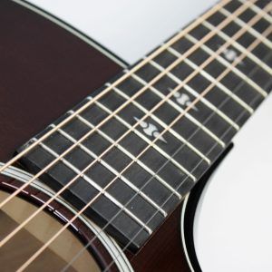 Taylor Builder’s Edition 514ce Tobacco Kona Burst acoustic-electric guitar front of neck with fretboard