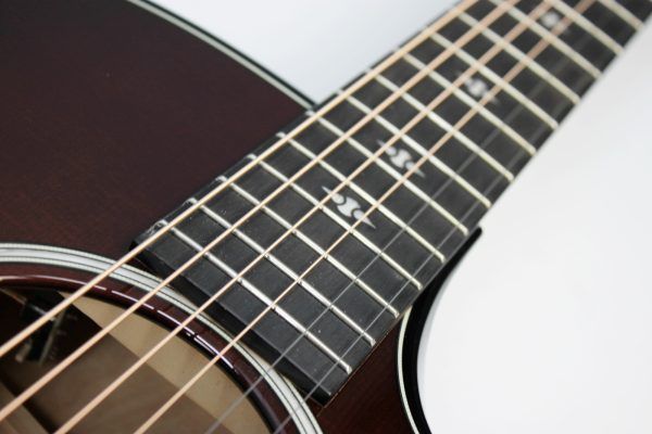 Taylor Builder’s Edition 514ce Tobacco Kona Burst acoustic-electric guitar front of neck with fretboard