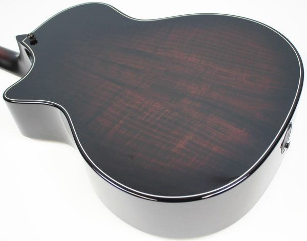 Taylor Builder’s Edition 514ce Tobacco Kona Burst acoustic-electric guitar back of sam ash body angled