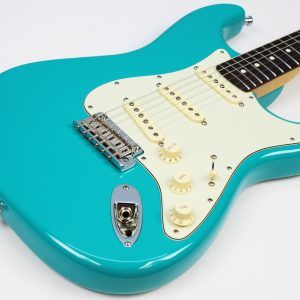 Fender American Professional II Stratocaster 2021 Miami Blue front of body angled