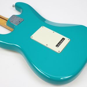 Fender American Professional II Stratocaster 2021 Miami Blue back of guitar angled
