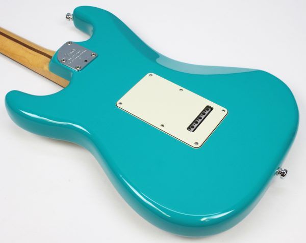 Fender American Professional II Stratocaster 2021 Miami Blue back of guitar angled