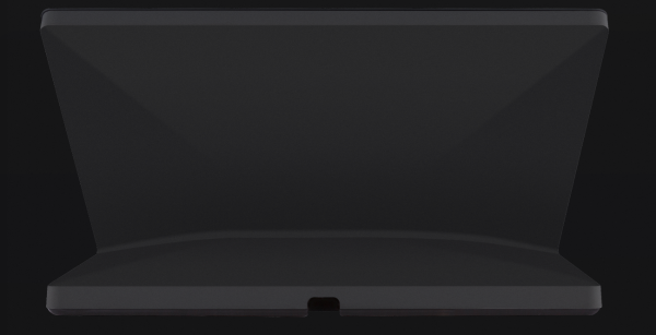 Bottom view of Crestron TS-1070-B-S showing integrated tabletop mount and ventilation.