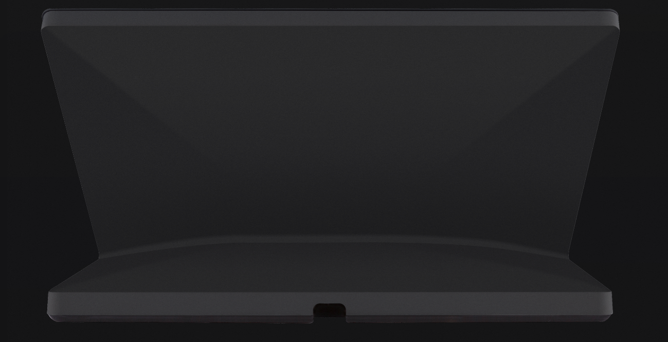 Bottom view of Crestron TS-1070-B-S showing integrated tabletop mount and ventilation.