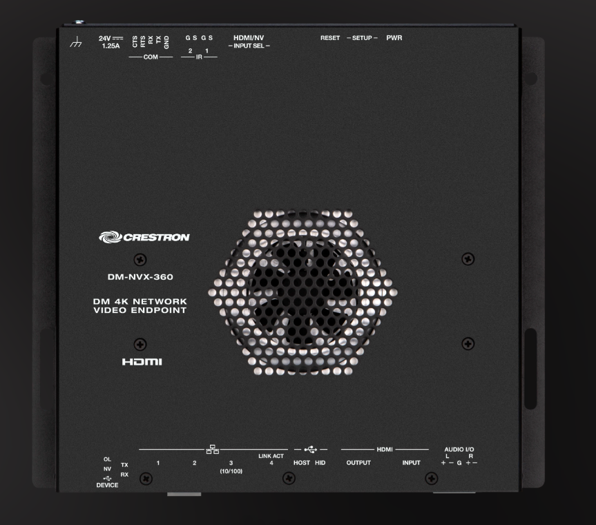Crestron DM-NVX-360 showing side and fan cooling system