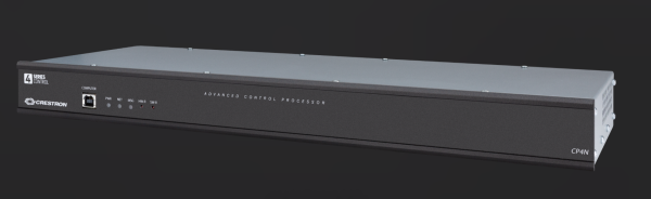 Front view of Crestron CP4N 4-Series Control System in black