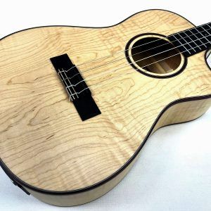 All Solid Flame Maple Cutaway Baritone Ukulele w/EQ & amp + Gig Bag - Image 2