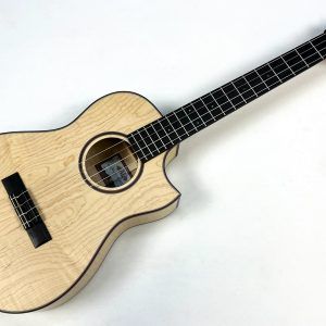 All Solid Flame Maple Cutaway Baritone Ukulele w/EQ & amp + Gig Bag - Image 3