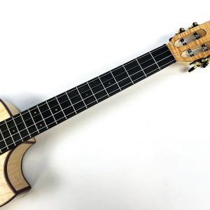 All Solid Flame Maple Cutaway Baritone Ukulele w/EQ & amp + Gig Bag - Image 6