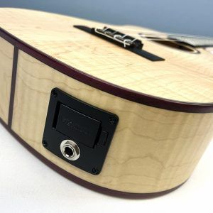 All Solid Flame Maple Cutaway Baritone Ukulele w/EQ & amp + Gig Bag - Image 10
