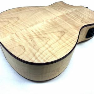 All Solid Flame Maple Cutaway Baritone Ukulele w/EQ & amp + Gig Bag - Image 9