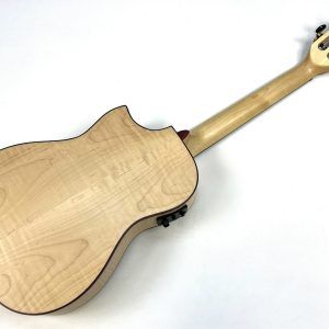 All Solid Flame Maple Cutaway Baritone Ukulele w/EQ & amp + Gig Bag - Image 4