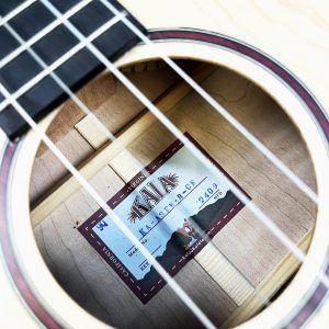All Solid Flame Maple Cutaway Baritone Ukulele w/EQ & amp + Gig Bag - Image 13