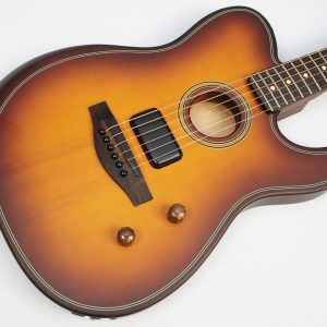 Fender Acoustasonic Standard Telecaster Honey Burst front of body angled