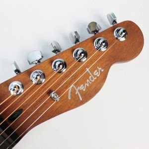 Fender Acoustasonic Standard Telecaster Honey Burst front of tele style headstock