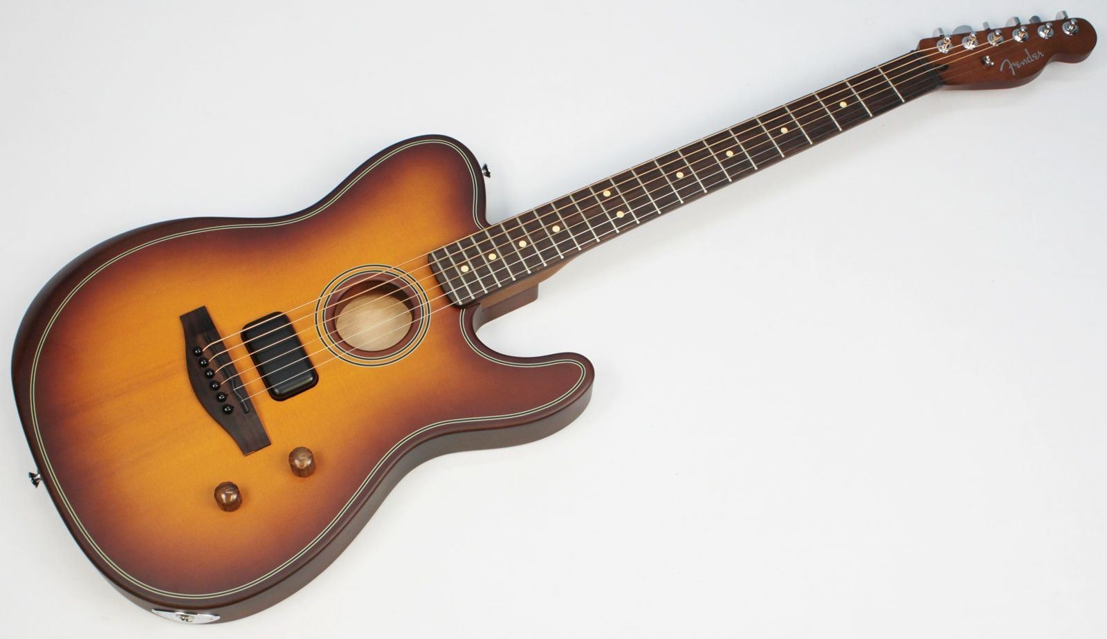 Fender Acoustasonic Standard Telecaster Honey Burst front of entire acoustasonic standard telecaster