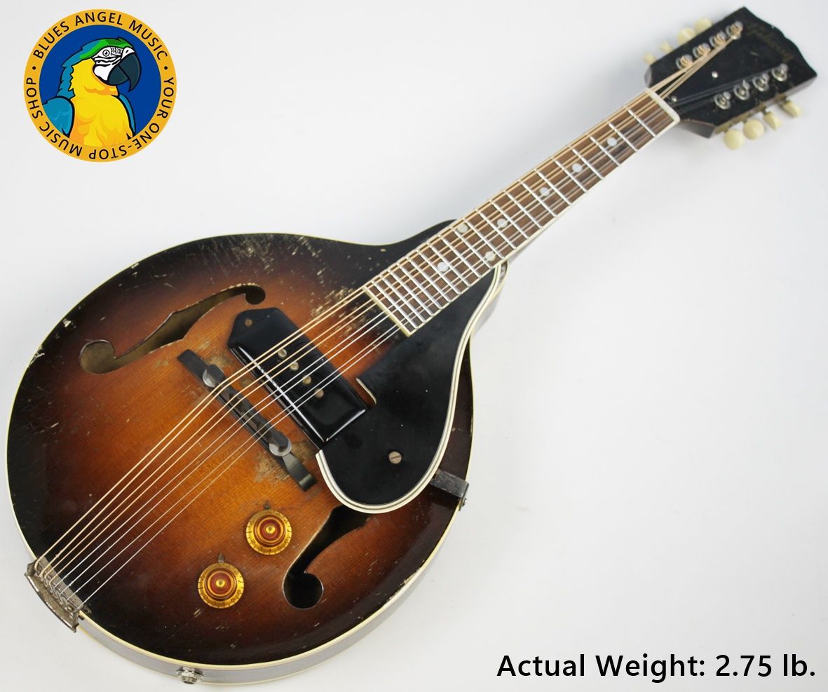 Gibson EM-150 Mandolin, Gibson EM-150, Gibson Electric Mandolin, Vintage Gibson Mandolin, Gibson P90 Mandolin, Original P-90 Pickup, Late 1940s Gibson, Early 1950s Gibson, 1940s Electric Mandolin, 1950s Electric Mandolin, Vintage Electric Mandolin, Sunburst Mandolin, Gibson Sunburst, USA Made Gibson, Kalamazoo Gibson, Collectible Gibson, Vintage String Instrument, P90 Tone, Upgraded Gibson Mandolin, Player Grade Vintage Gibson, Rare Gibson Mandolin, Blues Mandolin, Folk Mandolin, Americana Instrument, Electric Folk Instrument, Vintage Music Gear, Original Gibson Pickup, Classic Gibson, Vintage Mandolin for Sale, Blues Angel Music