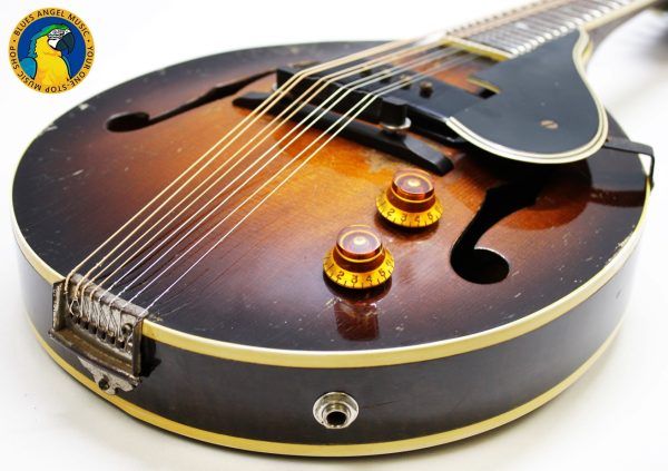 Gibson EM-150 Mandolin, Gibson EM-150, Gibson Electric Mandolin, Vintage Gibson Mandolin, Gibson P90 Mandolin, Original P-90 Pickup, Late 1940s Gibson, Early 1950s Gibson, 1940s Electric Mandolin, 1950s Electric Mandolin, Vintage Electric Mandolin, Sunburst Mandolin, Gibson Sunburst, USA Made Gibson, Kalamazoo Gibson, Collectible Gibson, Vintage String Instrument, P90 Tone, Upgraded Gibson Mandolin, Player Grade Vintage Gibson, Rare Gibson Mandolin, Blues Mandolin, Folk Mandolin, Americana Instrument, Electric Folk Instrument, Vintage Music Gear, Original Gibson Pickup, Classic Gibson, Vintage Mandolin for Sale, Blues Angel Music