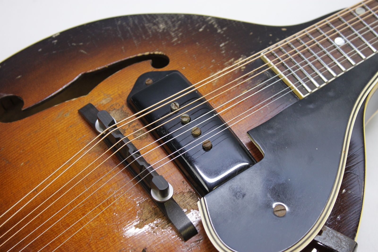 Gibson EM-150 Mandolin, Gibson EM-150, Gibson Electric Mandolin, Vintage Gibson Mandolin, Gibson P90 Mandolin, Original P-90 Pickup, Late 1940s Gibson, Early 1950s Gibson, 1940s Electric Mandolin, 1950s Electric Mandolin, Vintage Electric Mandolin, Sunburst Mandolin, Gibson Sunburst, USA Made Gibson, Kalamazoo Gibson, Collectible Gibson, Vintage String Instrument, P90 Tone, Upgraded Gibson Mandolin, Player Grade Vintage Gibson, Rare Gibson Mandolin, Blues Mandolin, Folk Mandolin, Americana Instrument, Electric Folk Instrument, Vintage Music Gear, Original Gibson Pickup, Classic Gibson, Vintage Mandolin for Sale, Blues Angel Music