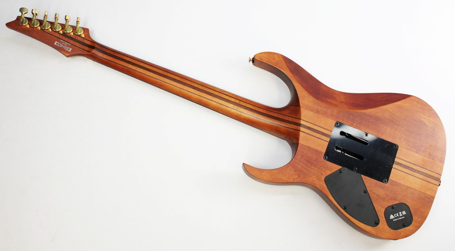 IMG_8544 back view of Ibanez S1070PBZ-CLB Premium Electric Guitar with Poplar Burl Top