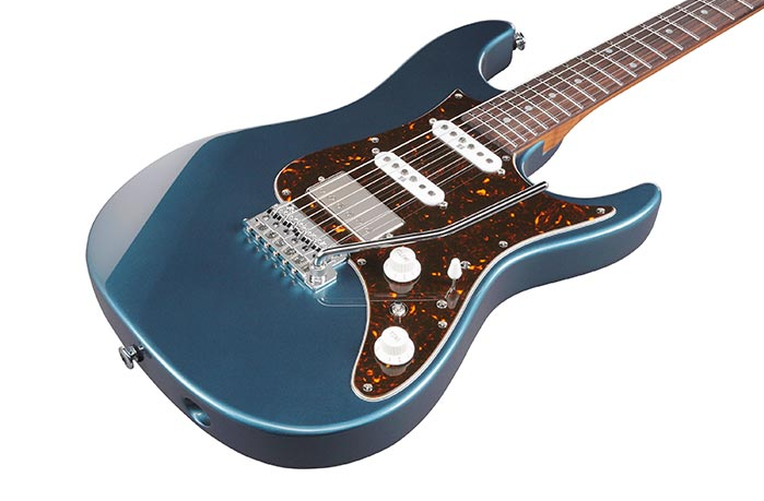 Ibanez AZ2204N-PBM Prestige electric guitar front view in Prussian Blue Metallic