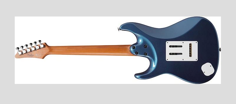 Rear view of Ibanez AZ2204N-PBM showing ergonomic contour and roasted maple neck