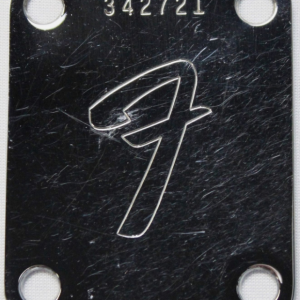 Vintage 1969-1973 Fender 4-Bolt "F" Stamp Neck Plate, Chrome, Stratocaster, Telecaster, Precision, Jazz Bass