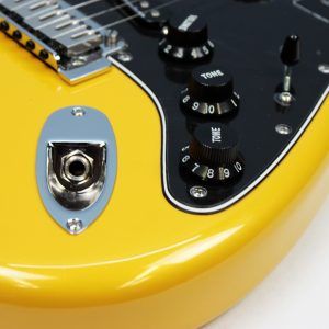 Fender Player II Modified Stratocaster Sunshine Yellow output jack and tone controls