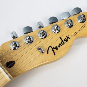 Fender Standard Telecaster Butterscotch Blonde maple fingerboard front of headstock with fender decal