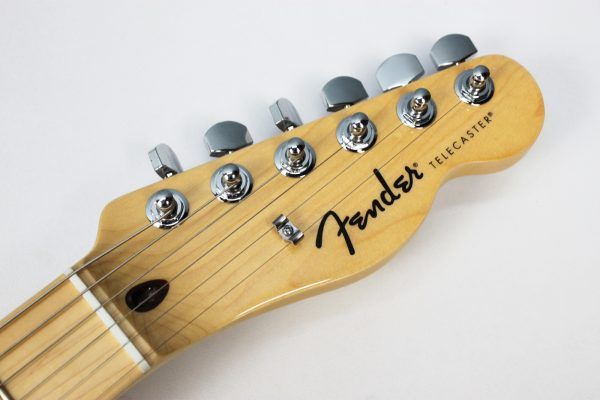 Fender Standard Telecaster Butterscotch Blonde maple fingerboard front of headstock with fender decal