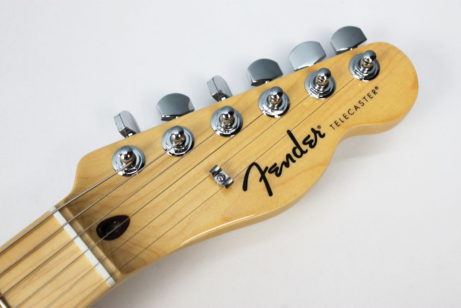 Fender Standard Telecaster Butterscotch Blonde maple fingerboard front of headstock with fender decal