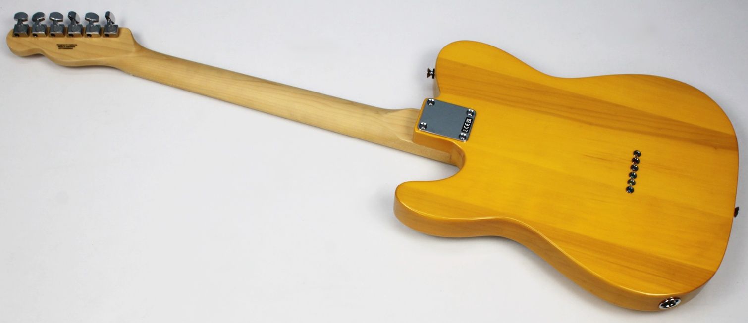 Fender Standard Telecaster Butterscotch Blonde maple fingerboard back of guitar angled