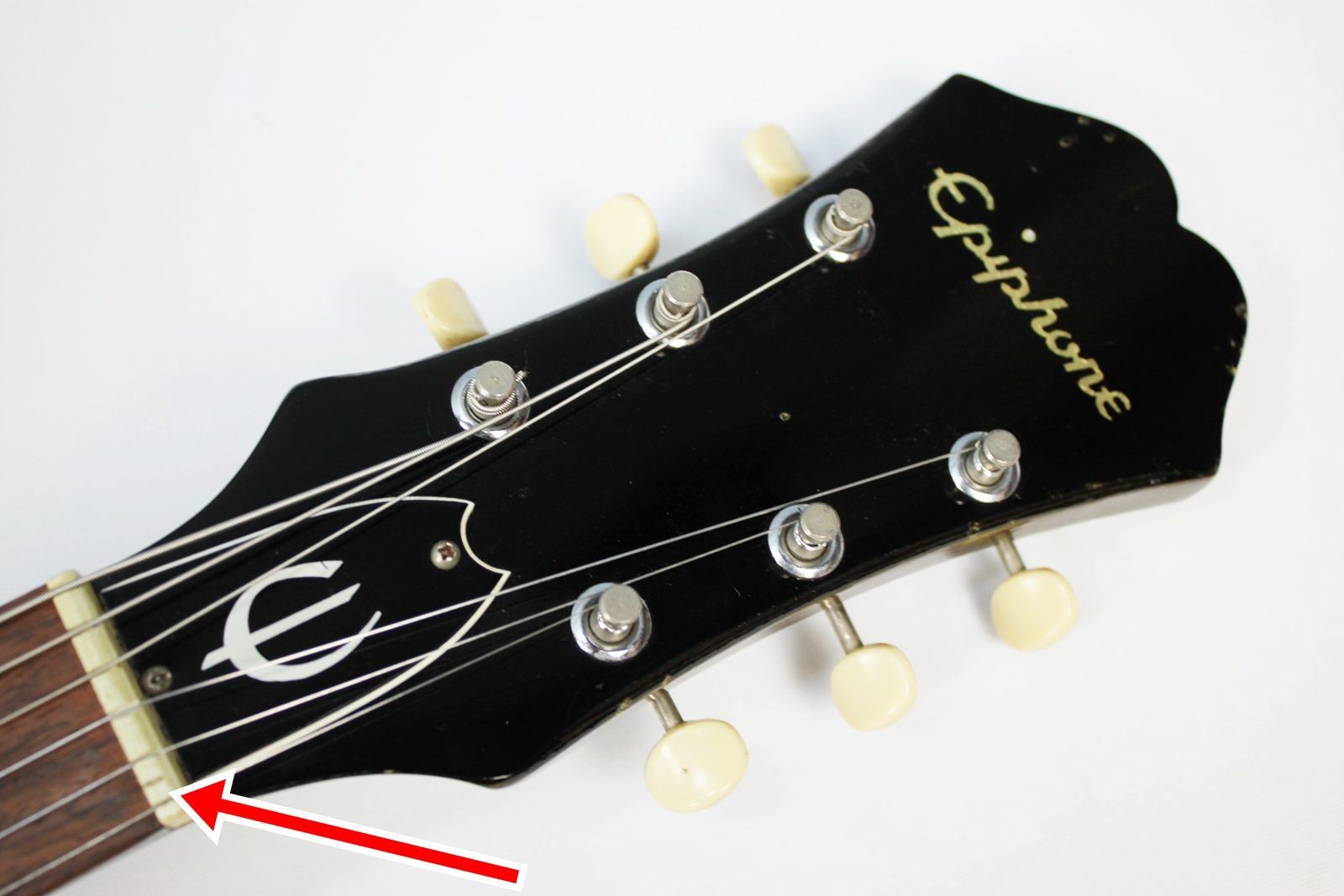 1966 Epiphone Sorrento - E452T - Hollowbody Archtop - Royal Olive Burst front of headstock