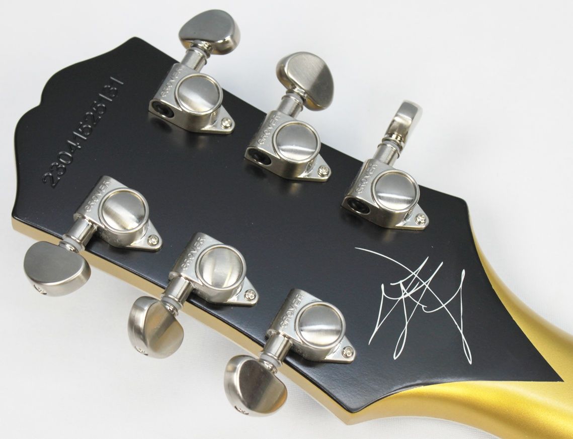 Epiphone Jared James Nichols Blues Power Les Paul Custom Gold back of black headstock