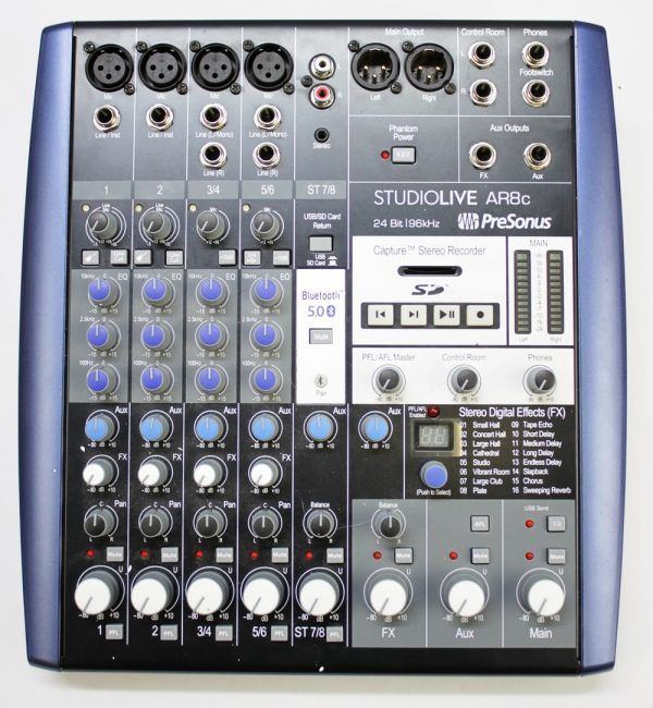 PreSonus StudioLive AR8c, StudioLive AR8c, PreSonus Mixer, Analog Mixer, USB Audio Interface, Hybrid Mixer, 8 Channel Mixer, Recording Mixer, Podcast Mixer, Live Sound Mixer, Studio Mixer, 24-bit 96kHz Interface, USB-C Audio Interface, Multitrack Recording, SD Card Recorder, Built-In Effects, Digital Effects Processor, Reverb Effects, Delay Effects, Bluetooth Audio Streaming, XMAX Mic Preamps, Phantom Power, Stereo Mixer, Home Studio Equipment, Podcast Production, Streaming Setup, Music Production, Recording Interface, Live Performance Gear, Control Room Outputs, PreSonus Audio, Professional Audio Equipment, USB Mixer with Effects, Audio Recording Console, StudioLive Series, Mixer and Interface Combo, Compact Mixer, Pro Audio Gear, Broadcast Mixer, Content Creator Equipment, Recording Studio Mixer, Live Recording System, AR8c Mixer, PreSonus StudioLive Series, USB-C Mixer Interface, Multitrack USB Mixer, Hybrid Analog Digital Mixer