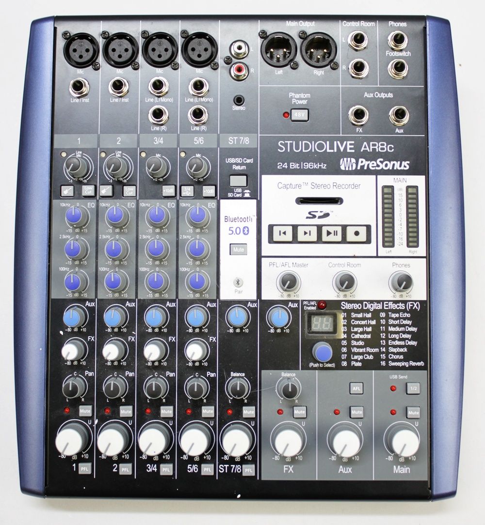 PreSonus StudioLive AR8c, StudioLive AR8c, PreSonus Mixer, Analog Mixer, USB Audio Interface, Hybrid Mixer, 8 Channel Mixer, Recording Mixer, Podcast Mixer, Live Sound Mixer, Studio Mixer, 24-bit 96kHz Interface, USB-C Audio Interface, Multitrack Recording, SD Card Recorder, Built-In Effects, Digital Effects Processor, Reverb Effects, Delay Effects, Bluetooth Audio Streaming, XMAX Mic Preamps, Phantom Power, Stereo Mixer, Home Studio Equipment, Podcast Production, Streaming Setup, Music Production, Recording Interface, Live Performance Gear, Control Room Outputs, PreSonus Audio, Professional Audio Equipment, USB Mixer with Effects, Audio Recording Console, StudioLive Series, Mixer and Interface Combo, Compact Mixer, Pro Audio Gear, Broadcast Mixer, Content Creator Equipment, Recording Studio Mixer, Live Recording System, AR8c Mixer, PreSonus StudioLive Series, USB-C Mixer Interface, Multitrack USB Mixer, Hybrid Analog Digital Mixer