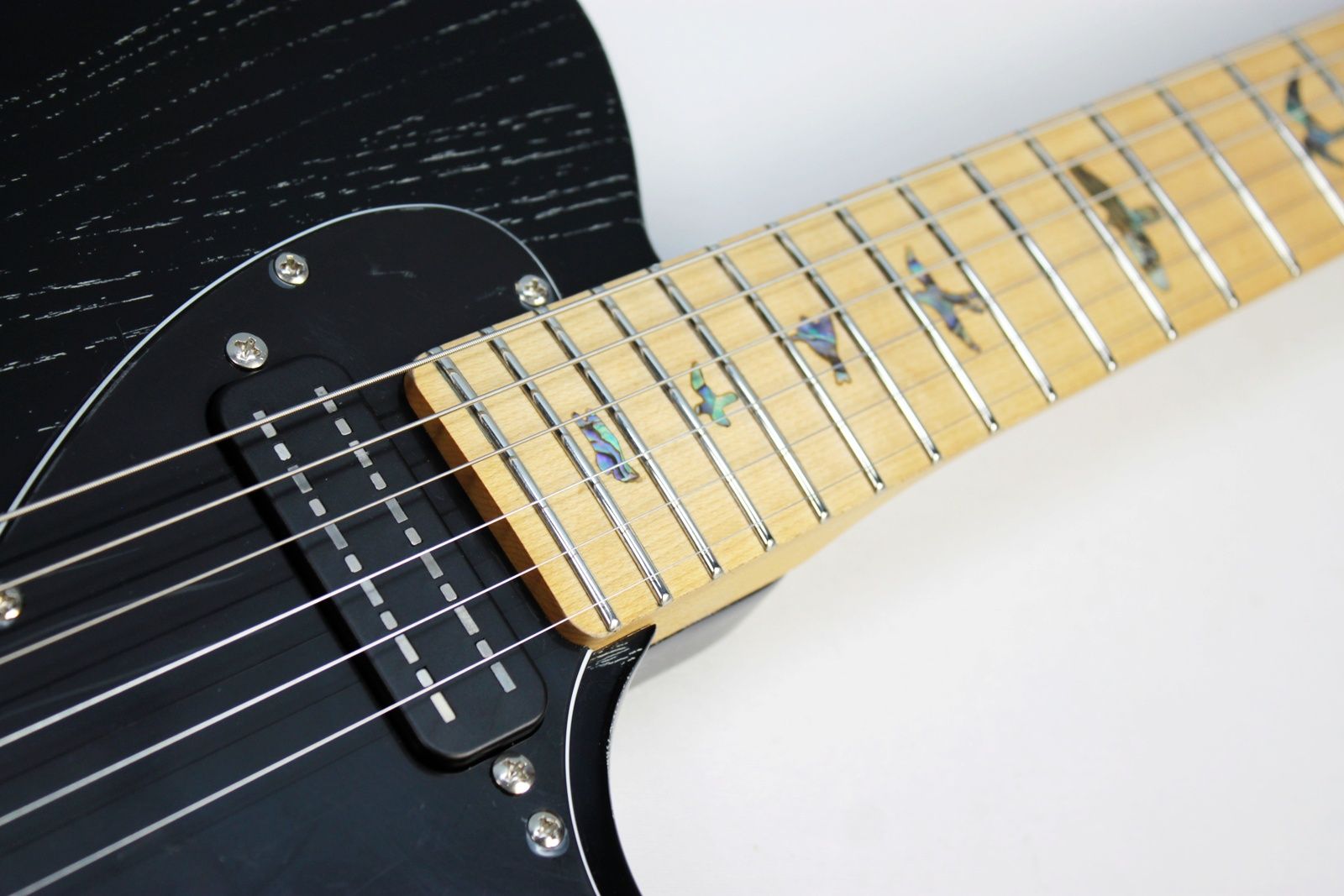 PRS SE NF 53 2025 - Present - Black Doghair front of maple neck with abalone bird inlays