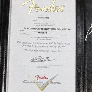 Fender Custom Shop B5 Postmodern Stratocaster 2025 - Two Tone Sunburst certificate of authenticity